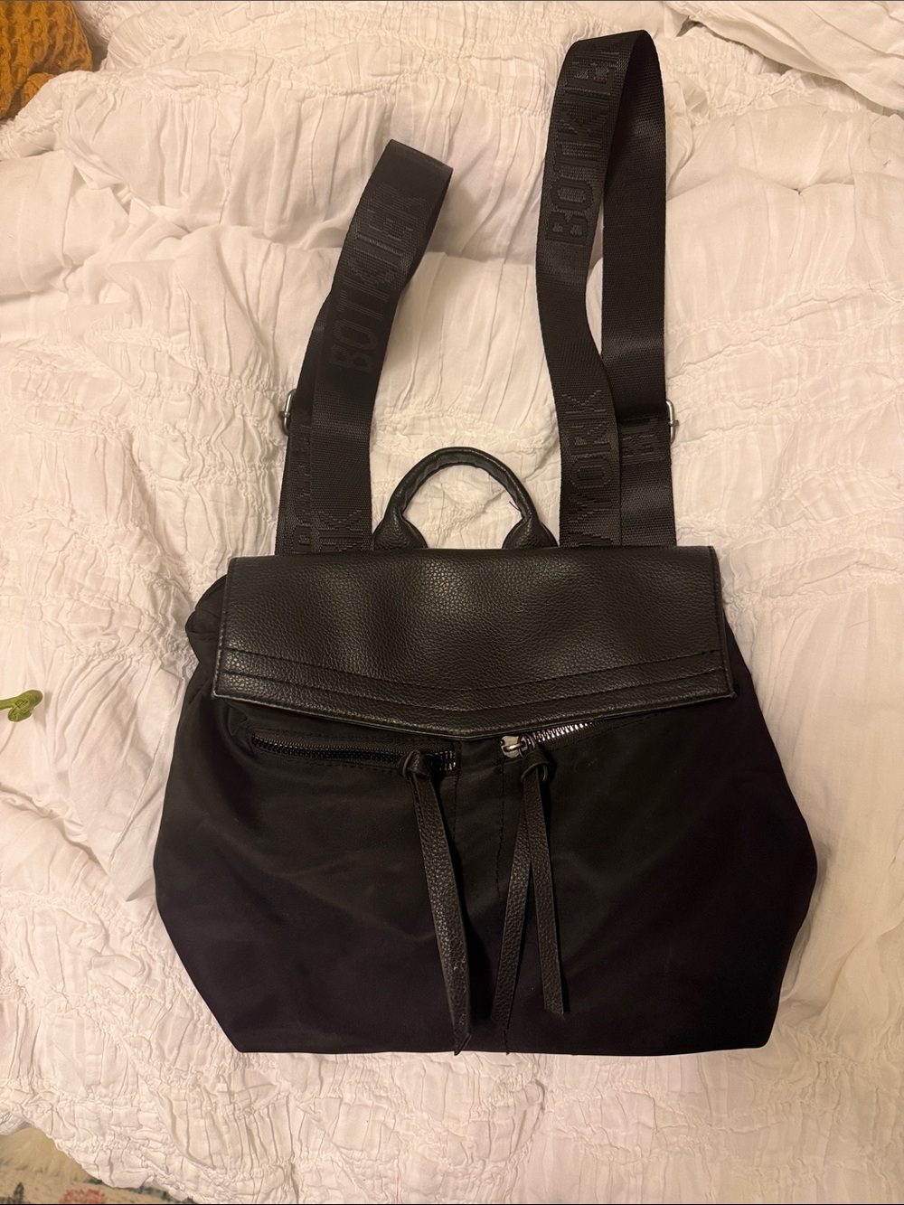 Botkier Black Women's Backpack with Logo Webbing Straps